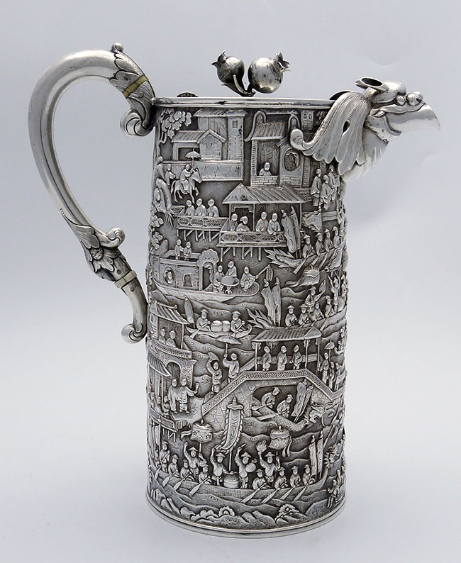 Chinese export silver coffee pot by Luen Wo