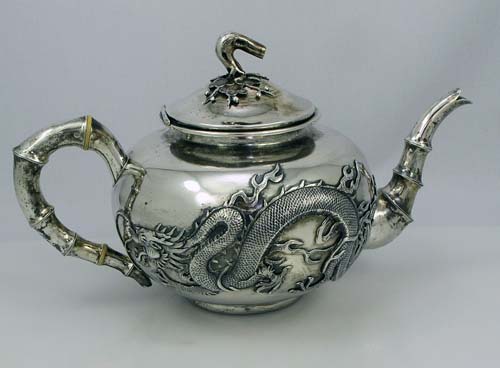 Chinese export silver teapot by HC Hung Chong