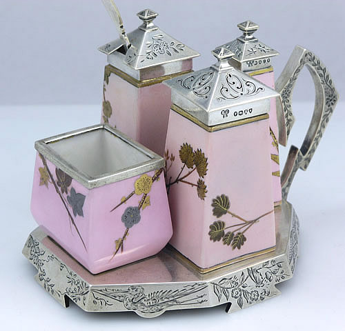 english sterling silver and royal worcester cruet