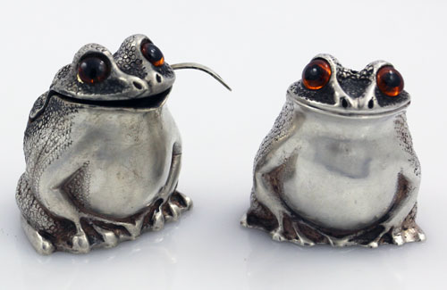 English silver figural salt and pepper