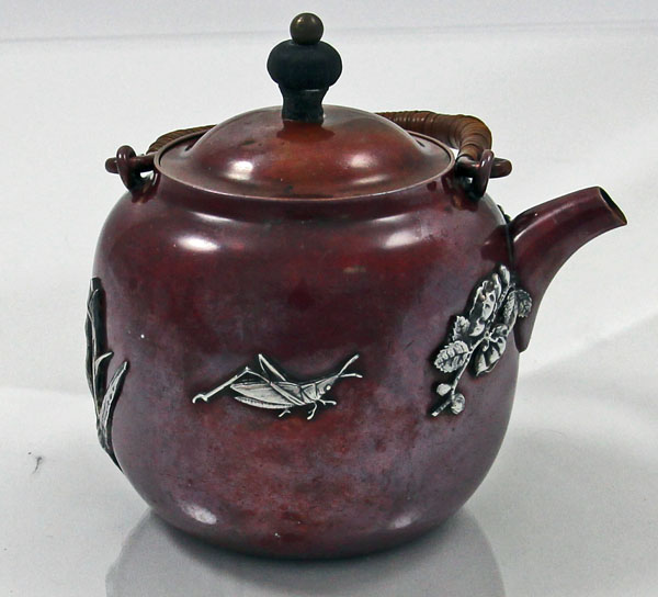 Rare Gorham antique Japanese style teapot with applied sterling circa 1880