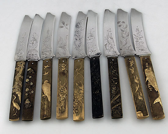 Gorham #5 sterling and bronze fruit knives kodzuko