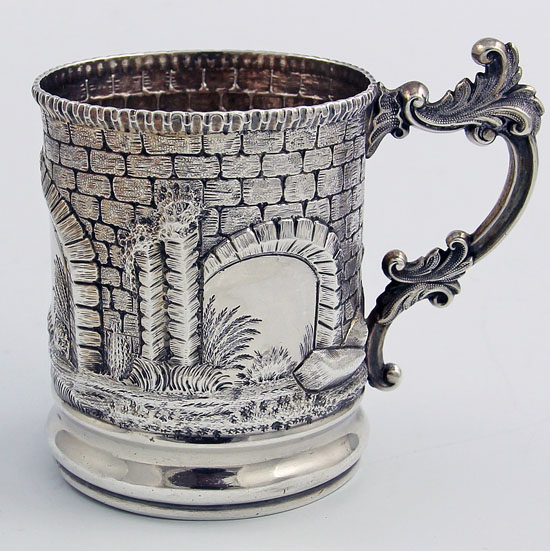 George Sharp for Bailey and Co landscape antique silver cup