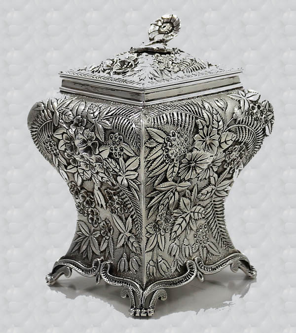 Kirk repousse sterling tea caddy
