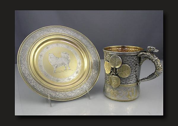 schultz and fisher san francisco cup and plate with dogs
