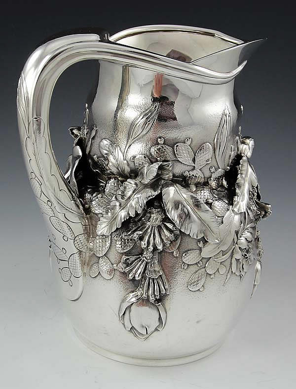 rare antique sterling silver Tiffany cactus pitcher