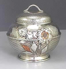Whiting mixed metals and sterling tea caddy