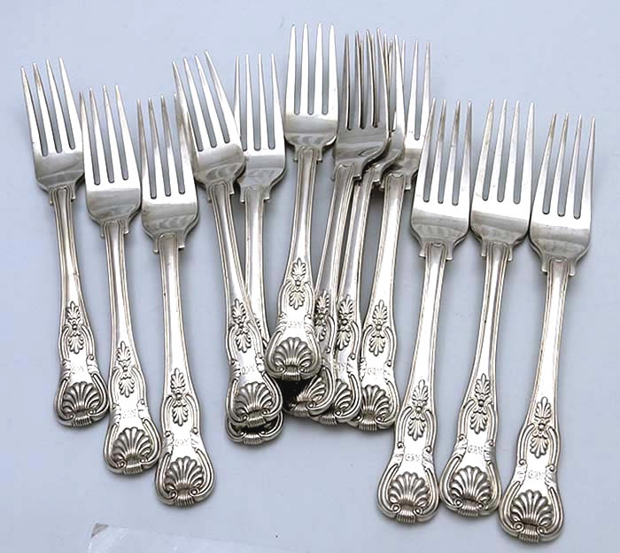 Chinese sterling silver dinner forks in King's pattern