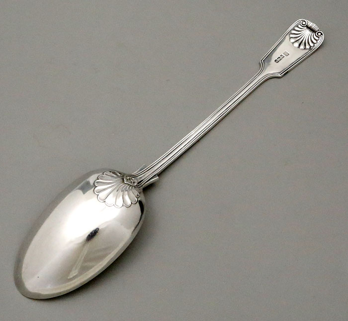 reverse of English antique silver stuffing spoon by Martin & Hall of Sheffield