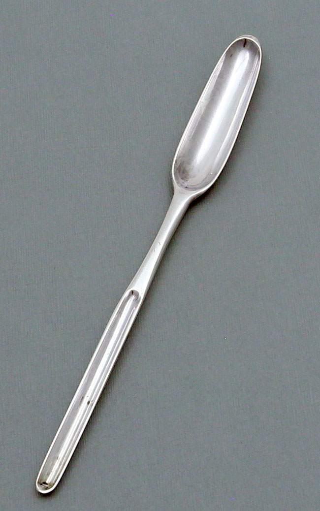 English silver marrow scoop Ebenezer Coker crested engraved and shell back