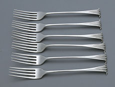 English antique silver dinner forks in the Onslow pattern London 1803