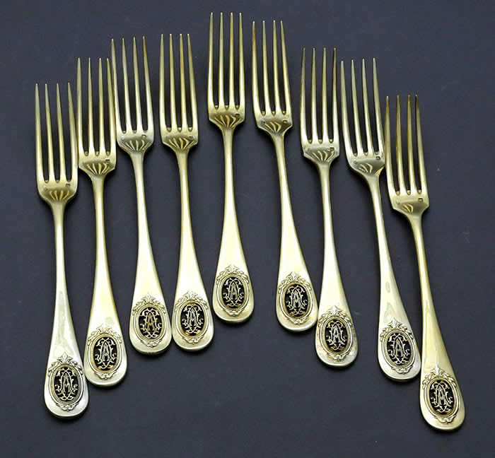 French silver gilt forks