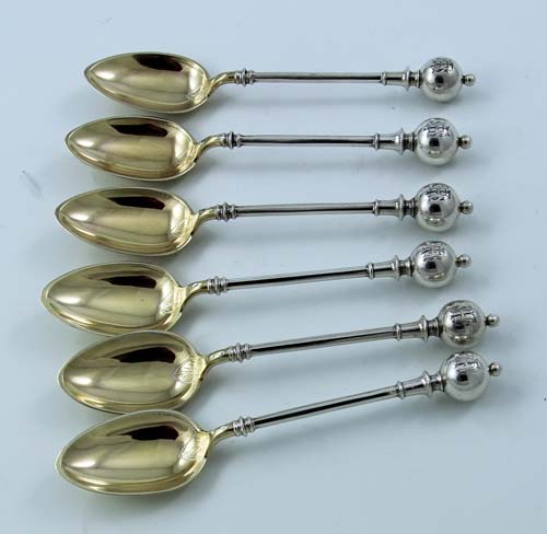 George sharp ball terminal coffee spoons antique sterling silver