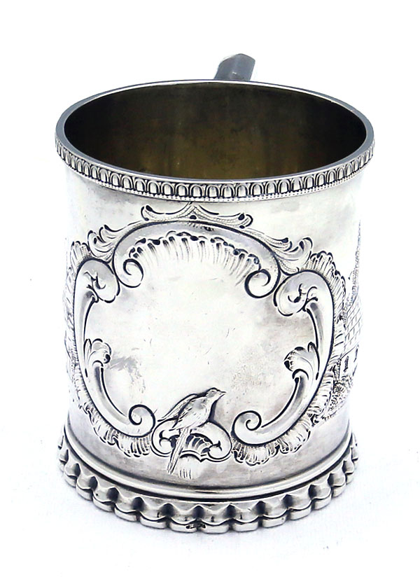 Wood & Ghues antique coin silver cup retailed by Barrett & Sherwood of San Francisco California  