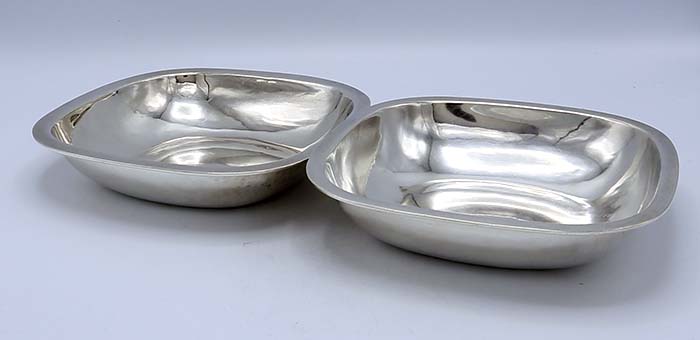 Arthur Stone square sterling silver bowls pair