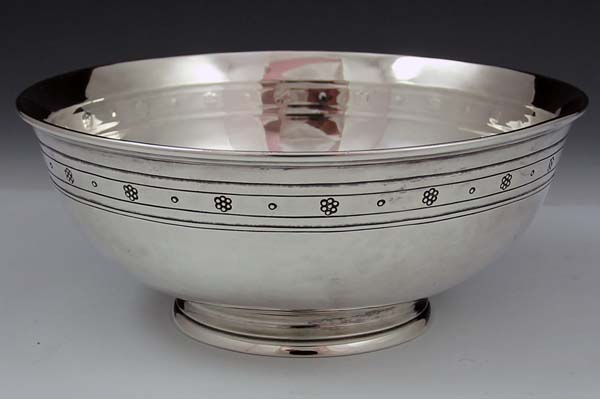 A Stone antique sterling bowl with engraved decoration