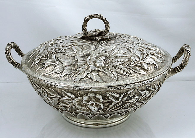 Bailey & Company antique sterling repousse covered tureen