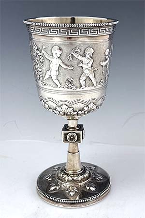 Ball Black American coin silver antique goblet dancing cherubs