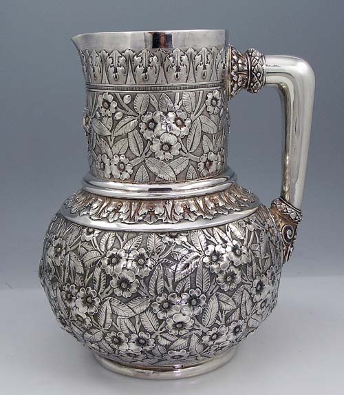 bigelow kennard repousse sterling water pitcher