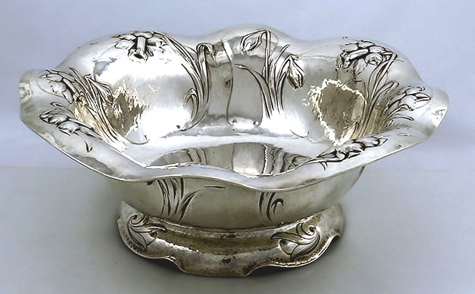 Durgin hand hammered sterling bowl art nouveau