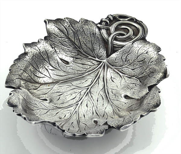 Durgin antique sterling cast leaf form dish circa 1930