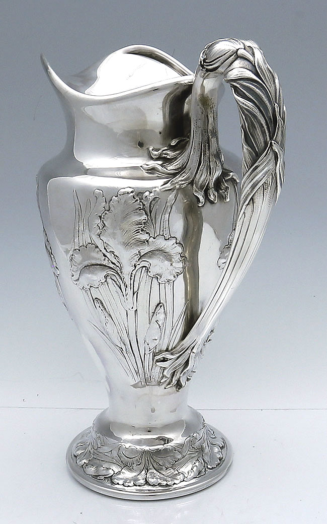 Dominick & Haff antique art nouveau pitcher retailed by Marcus with irises