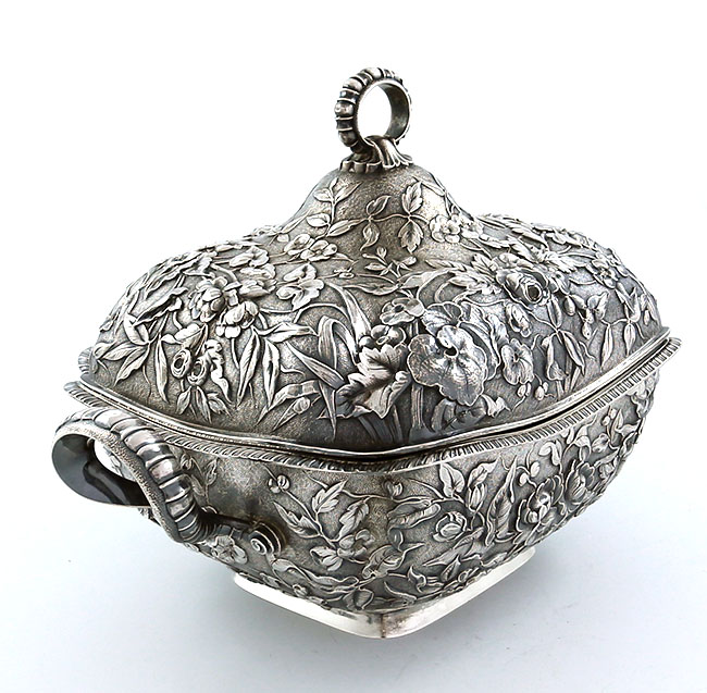 Dominick & Haff antique sterling hand chased tureen circa 1880