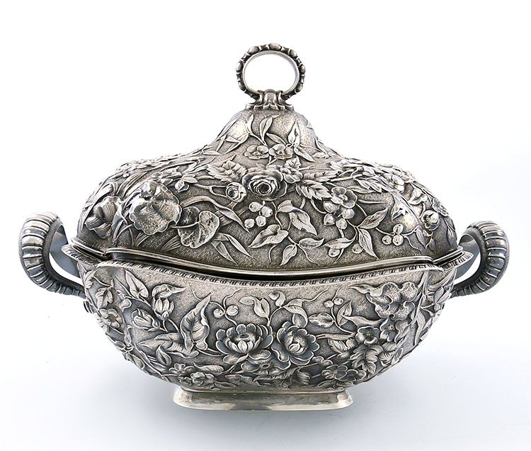 Dominick & Haff antique sterling hand chased tureen circa 1880