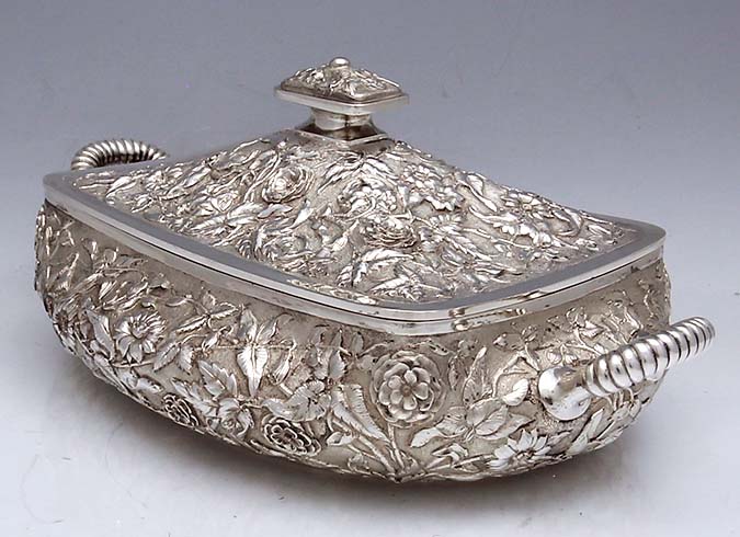 Dominick and Haff hand chased antique sterling silver tureen