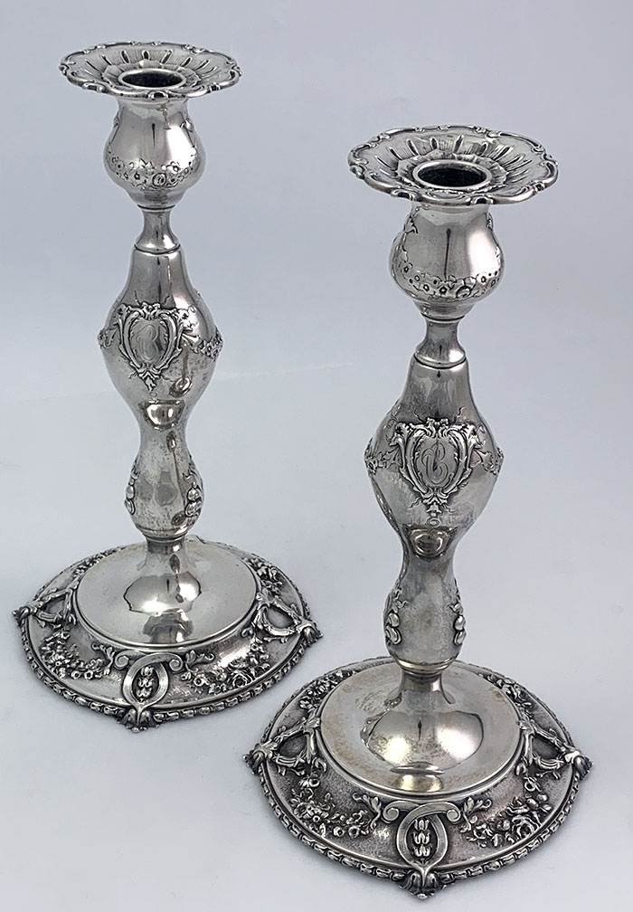 Dominick & Haff sterling pair of candlesticks