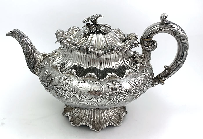English antique silver teapot London Barnard Bros