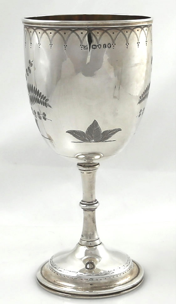 English sterling silver engraved goblet