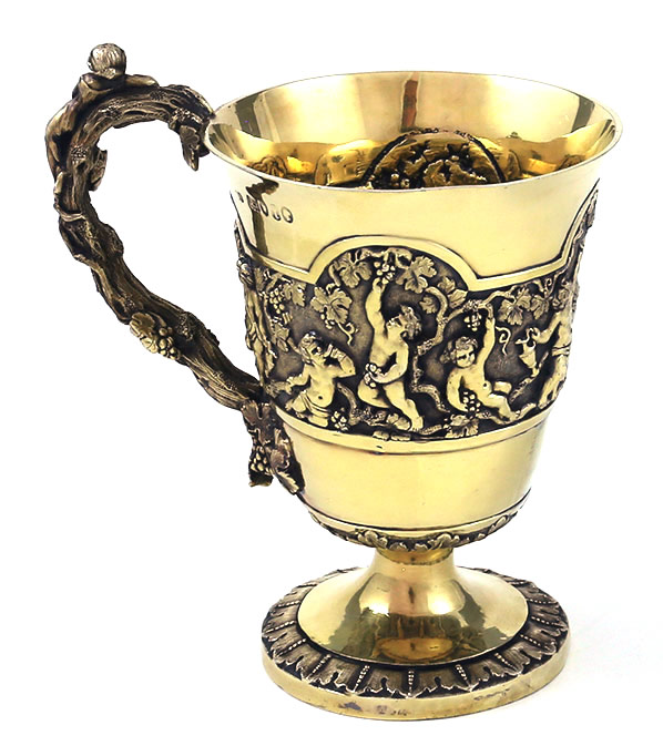 George Adams antique silver gilt cup