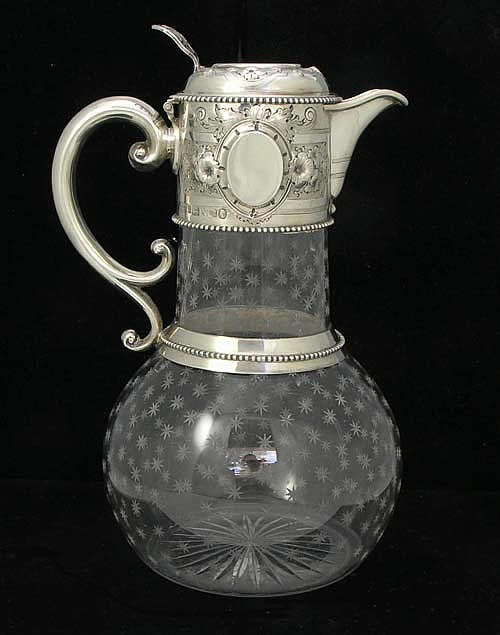 english glass and silver carafe