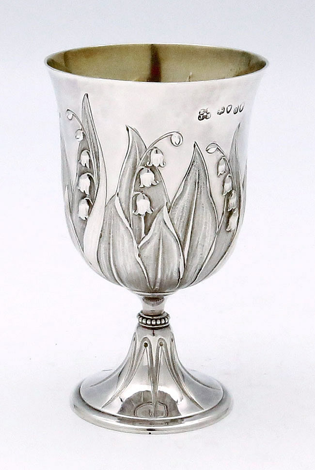 antique English silver goblet lily of the valley Barmnard Brothers