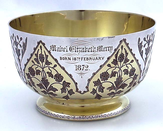 English antique silver bowl parcel gilted by Barnard Brothers London 1872