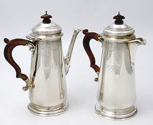 English silver cafe au lait pots with vanderbilt provenance