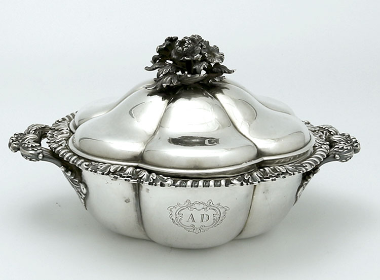Odiot French Silver small tureen on tray antique silver 