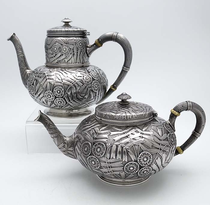 Gorham aeesthetic antique sterling silver teapots 