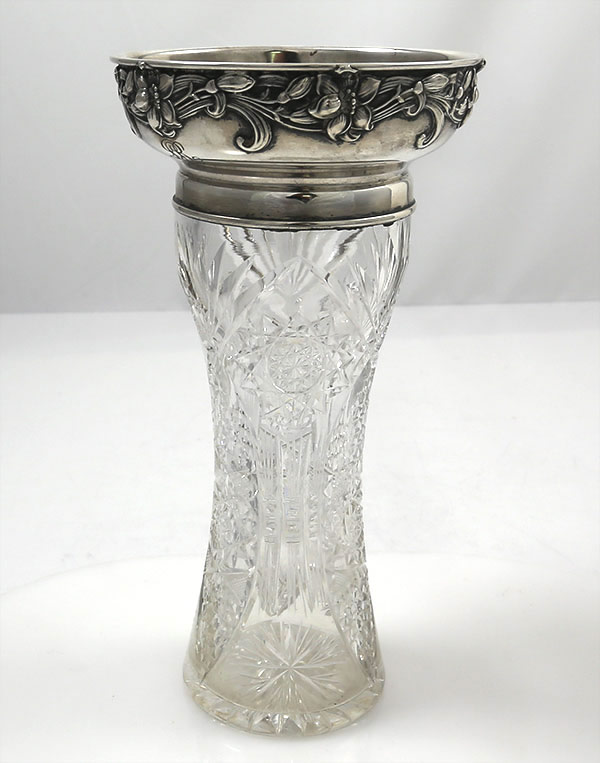 Gorham cut glass and sterling vase