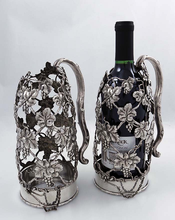 Gorham antique sterling wine bottle holders pair