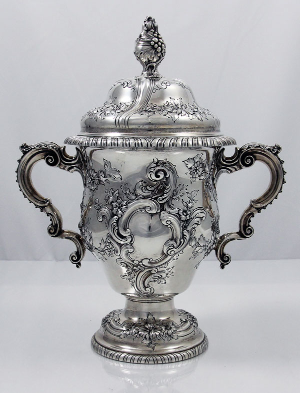 Gorham antique sterling trophy loving cup with lid