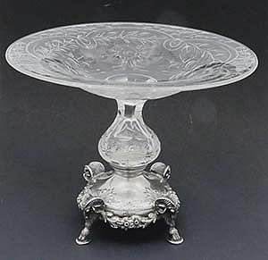 Graff Washbourne and Dunn sterling and glass compote antique silver
