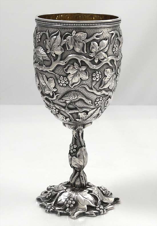 antique coin silver antique goblet by Grosjean & Woodward for Tiffany & Co circa 1860