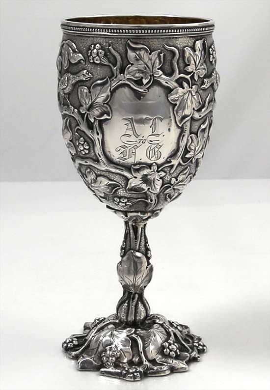 antique coin silver goblet by Grosjean and Woodward retailed by Tiffany & Co circa 1860