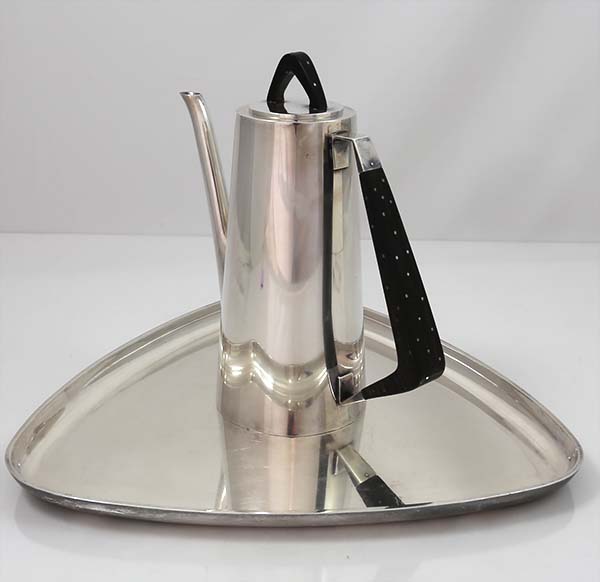 Hermann Danish sterling silver coffee pot and triangular tray