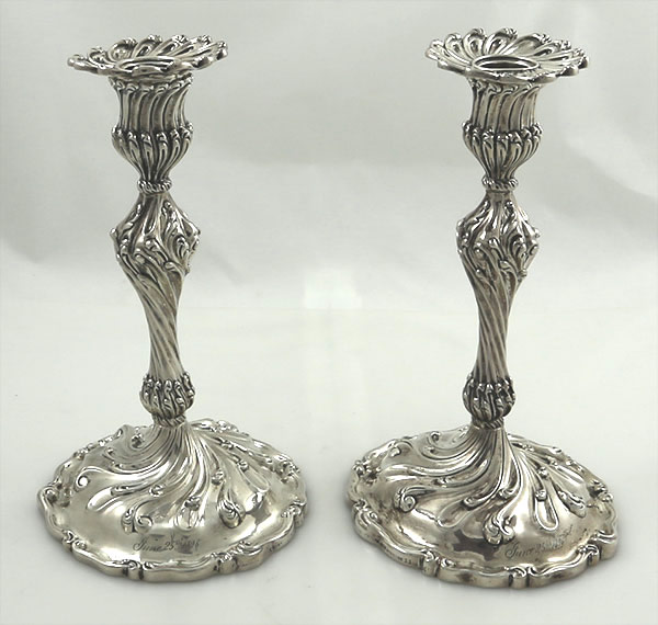 Howard antique silver candlesticks