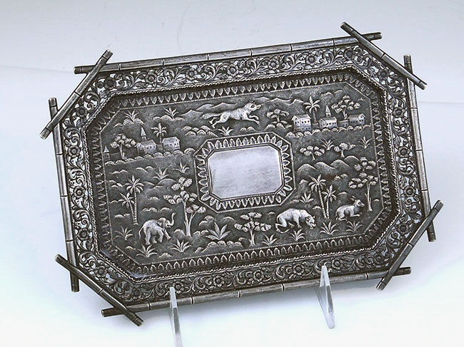 Indian Colonial silver trinket tray Kutch c1890