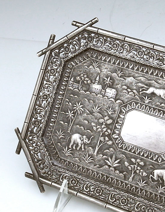 Indian Colonial silver trinket tray Kutch c1890