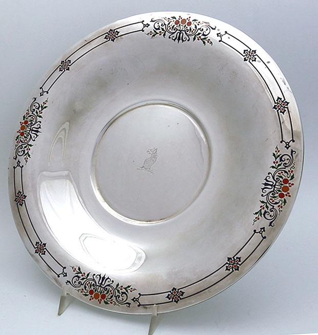 International sterling enamel plate with engraved crest